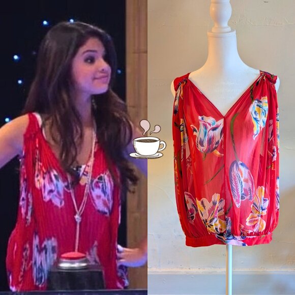 free people chiffon hibiscus top ASO alex russo wizards of waverly place (XS) - Picture 1 of 9